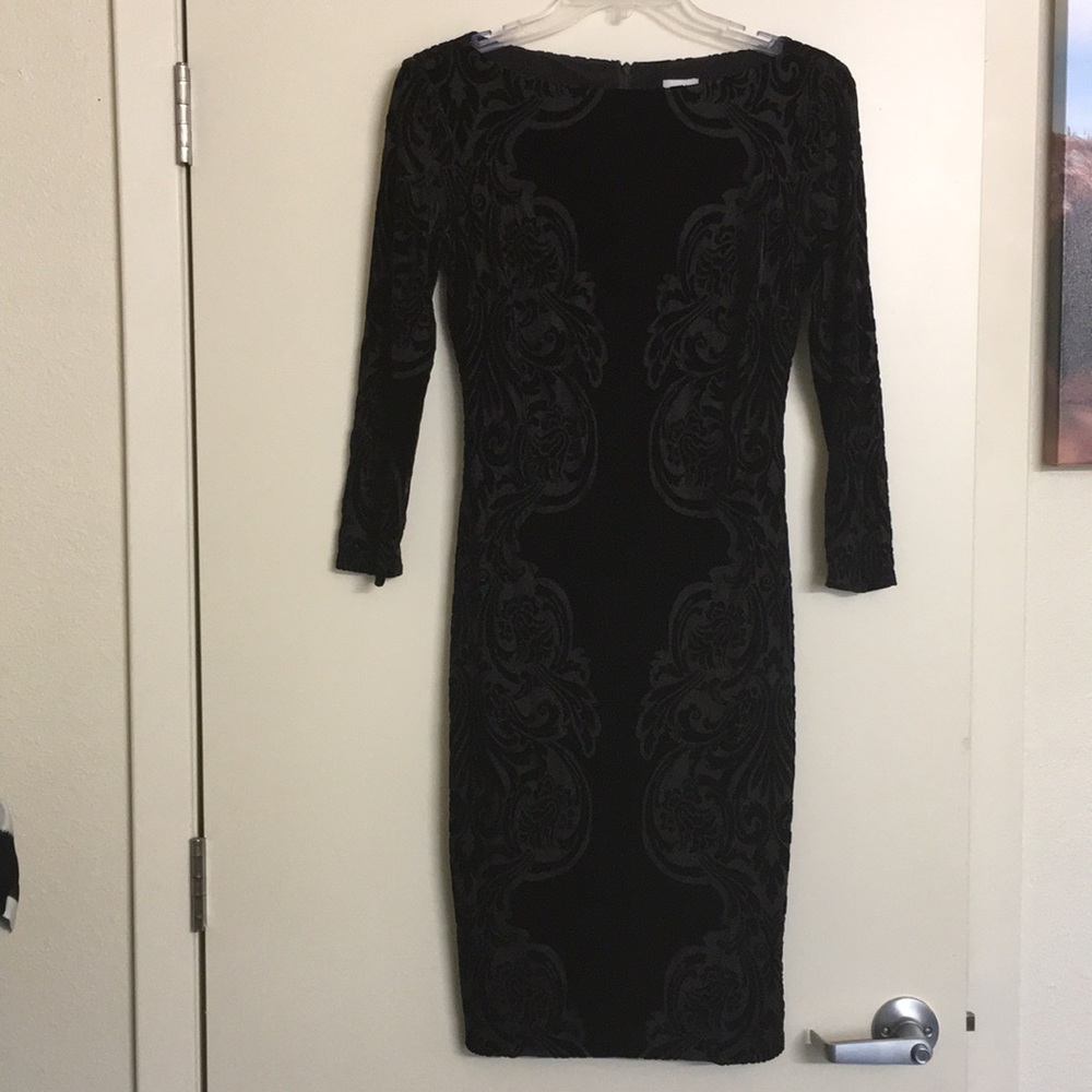 Cache Velvet Dress Black 4 Lined Bodycone Sheath